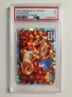 PSA 3 VG 1997 Pokemon JP TOPSUN Charizard #6 Cracked Ice Prism Holo Japanese - Image 1