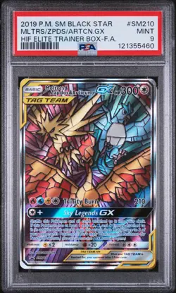 2019 POKEMON SM BLACK STAR PROMO FULL ART/MOLTRES & ZAPDOS & ARTICUNO GX PSA 9 - Image 1
