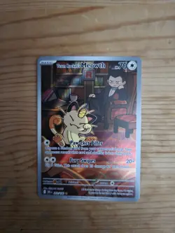 Pokemon TCG Team Rocket's Meowth Illustration Rare Card 203/182 Destined Rivals - Image 1