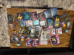 Pokemon Accessories Lot (Card Sleeves,Fun Packs,Coins,Dice,Deck Box) - Image 1