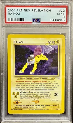Raikou Neo Revelation 22/64 Unlimited Pokemon Card Non Holo PSA 9 MINT - Image 1