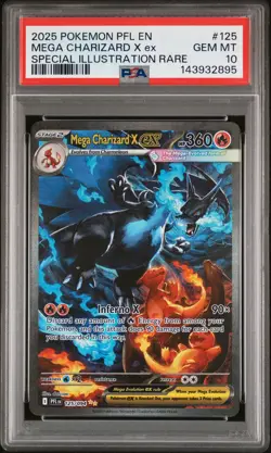 2025 POKEMON PFL EN-PHANTASMAL FLAMES #125 MEGA CHARIZARD X EX PSA 10 - Image 1