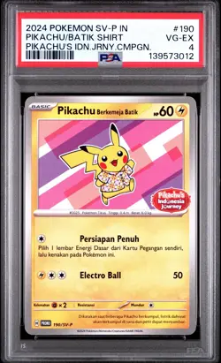 2024 POKEMON INDONESIAN SV-P PROMO #190 PIKACHU IN BATIK SHIRT PSA 4 - Image 1