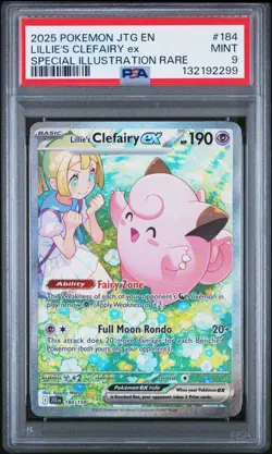 2025 POKEMON JOURNEY TOGETHER #184 LILLIE'S CLEFAIRY EX PSA 9 - Image 1