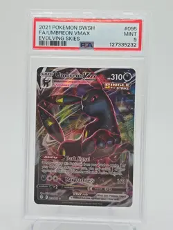 2021 Pokemon SWSH FA/Umbreon Vmax Evolving Skies #095 PSA 9 - Image 1