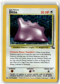Ditto ⭐ 3/62 Holo Rare Fossil 1999 Pokemon NM/LP - Image 1