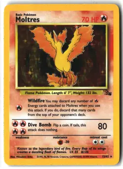 Moltres ⭐ 12/62 Holo Rare Fossil 1999 Pokemon NM/LP - Image 1