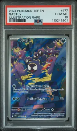 2024 POKEMON TEF EN-TEMPORAL FORCES ILLUSTRATION RARE #177 GASTLY PSA 10 - Image 1