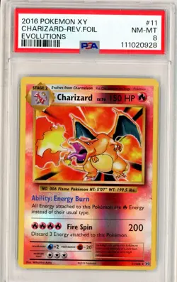 Pokemon TCG XY Evolutions Charizard 11/108 Rev Holo Rare Card PSA 8 NM-MT - Image 1