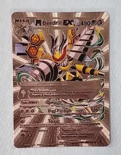 MEGA Beedrill Ex HP490- Rose Gold Foil Fan Art Card Swarm Bad Poison 🔥 Pokemon - Image 1