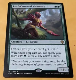 MTG Leaf-Crowned Visionary RARE - Magic - Dominaria United (DMU) #167 “Unplayed” - Image 1