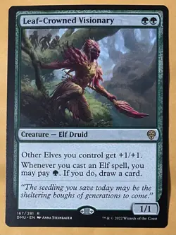 MTG Leaf-Crowned Visionary RARE - Magic - Dominaria United (DMU) #167 “Unplayed” - Image 2