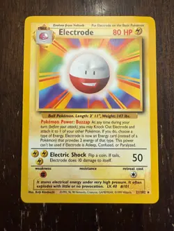Pokemon 1999 Base Set Electrode 21/102 Unlimited English LP - Image 1