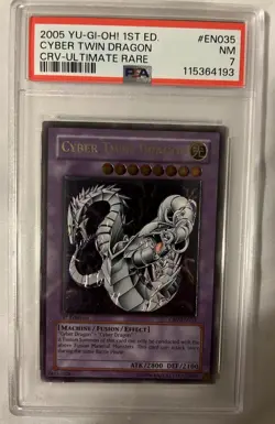 Yu-Gi-Oh! Cyber Twin Dragon Ultimate Rare 1st Edition EURO PSA 7 Nm CRV-EN035 - Image 1