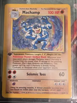 Pokemon Card - Machamp Base Set 1st Edition 8/102 Holo Rare - Image 1