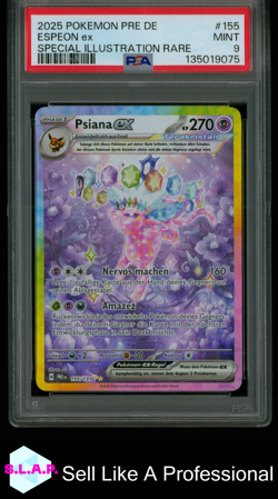 ESPEON EX SPEC ILL RARE POKEMON GER PRE DE-PRISMATIC EVOLUTIONS 2025 155 PSA 9 - Image 1