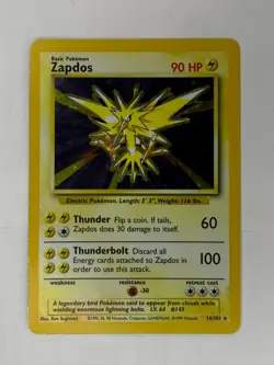 Zapdos Holo - Base Set Unlimited (1999) - Lightly Played - Vintage Pokemon - Image 1