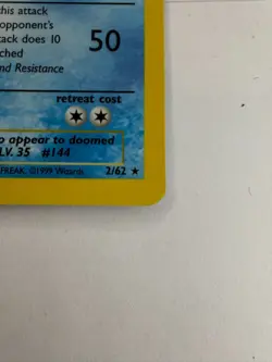 Articuno Holo - Fossil Set Unlimited (1999) - Near Mint - Vintage Pokemon - Image 3