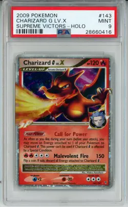 2009 POKEMON SUPREME VICTORS CHARIZARD G LV X #143 ULTRA PSA 9 MINT #28660416 - Image 1