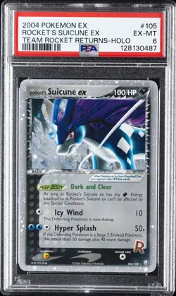 2004 POKEMON EX TEAM ROCKET RETURNS #105 ROCKET'S SUICUNE EX-HOLO PSA 6 - Image 1