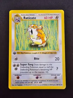 Raticate 40/102 Base Set Shadowless 1st Edition Pokemon TCG - Image 1