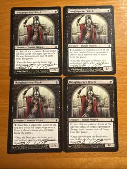 4x Thoughtpicker Witch Pete Venters MTG Magic artist Gold signed card Ravica - Image 1