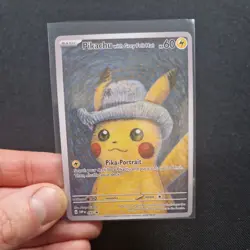 Pikachu with Grey Felt Hat 'CUSTOM MADE' Van Gogh Pokemon Promo Card - Image 4