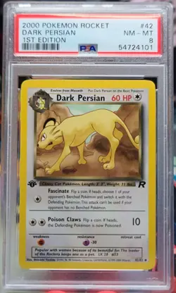 Dark Persian - 1st Edition 42/82 Team Rocket - WOTC 2000 - Pokemon TCG - PSA 8 - Image 1