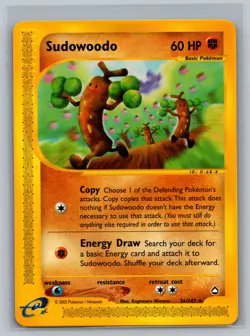 Pokemon TCG Sudowoodo #36/147 Rare CCG Aquapolis - Image 1