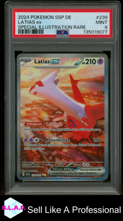LATIAS EX SPECI4L ILL RARE POKEMON GER SSP DE-SURGING SPARKS 2024 239 PSA 9 - Image 1