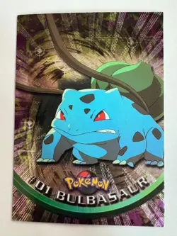 Bulbasaur #01 - Holo Foil - Black Logo - LP - 1999 Pokemon Topps TV Animation - Image 1