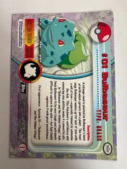 Bulbasaur #01 - Holo Foil - Black Logo - LP - 1999 Pokemon Topps TV Animation - Image 2