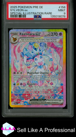 SYLVEON EX SPEC ILL RARE POKEMON GER PRE DE-PRISMATIC EVOLUTIONS 2025 156 PSA 9 - Image 1