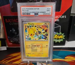 Pikachu 2025 Worlds Celebration WINNER Promo Pokemon SVP #225 PSA 9 - Image 1