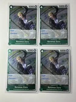 Roronoa Zoro OP13-037 Carrying On His Will 4 Foil Card Play Set Lot One Piece - Image 1