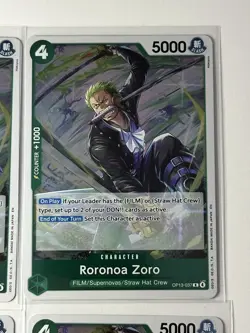 Roronoa Zoro OP13-037 Carrying On His Will 4 Foil Card Play Set Lot One Piece - Image 3