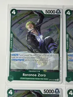 Roronoa Zoro OP13-037 Carrying On His Will 4 Foil Card Play Set Lot One Piece - Image 4