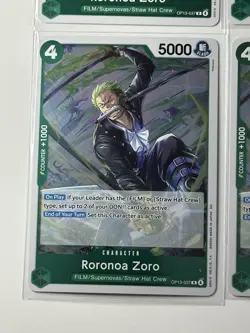 Roronoa Zoro OP13-037 Carrying On His Will 4 Foil Card Play Set Lot One Piece - Image 5