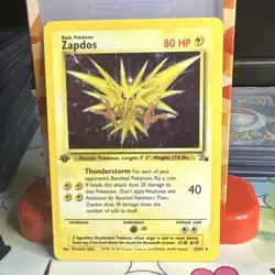 Pokemon Zapdos Fossil 15/62 1st Edition Holo English Card - Image 1