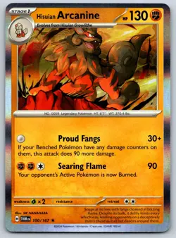 Hisuian Arcanine - Holo Rare - Twilight Masquerade TWM 100/167 Pokemon Card - Image 1