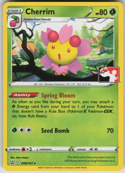 Pokemon TCG Cherrim Rare Prize Pack Series Cards 008/163 - Image 1