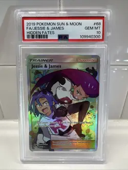 2019 Pokemon Sun & Moon Hidden Fates Jessie James Full Art Card PSA 10 68/68 - Image 1