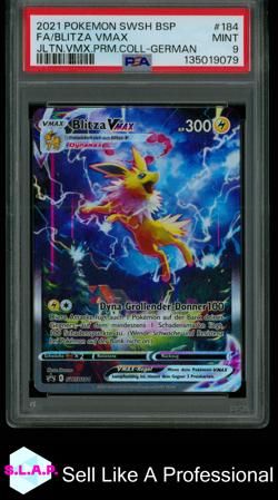 FA/BLITZA VMAX JLTN.VMX.PRM.COLL-GER POKEMON SWSH BLCK STAR PROMO 2021 184 PSA 9 - Image 1