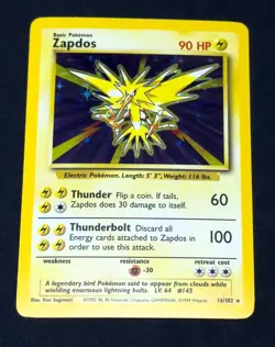 NM Zapdos Base Set 16/102 Holo Unlimited Pokemon TCG WOTC - Image 1