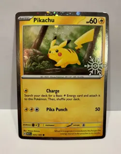 Pikachu 025/165 Pokemon Holiday 2025 Festive Stamp Snowflake Holo - Image 1