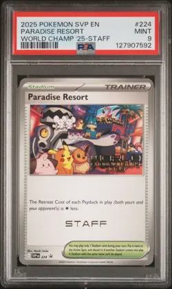 2025 POKEMON SVP EN-SV BLACK STAR PROMO #224 PARADISE RESORT PSA 9 - Image 1