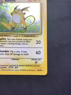 Pokemon Cards: Base Set Rare Holo: Raichu 14/102 - Image 5