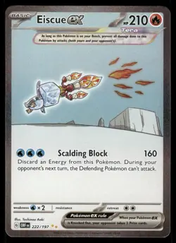Pokemon Cards Eiscue ex 222/197 Obsidian Flames Special Illustration Rare NM - Image 1