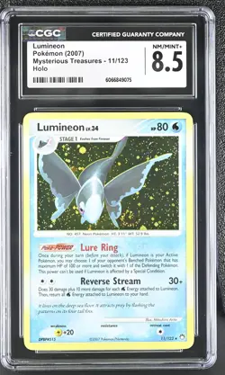 CGC 8.5 Lumineon 2007 Mysterious Treasures 11/123 Holo SWIRL Pokemon Card - Image 1