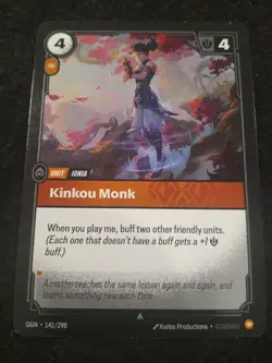 KINKOU MONK 141/298 RIFTBOUND LEAGUE OF LEGENDS RARE FOIL ENGLISH CARD - Image 1